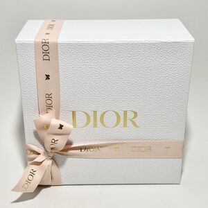 Dior Empty White Gift Box 9"x9”x4.5” with Tissue, Pink Ribbon, Envelope Medium